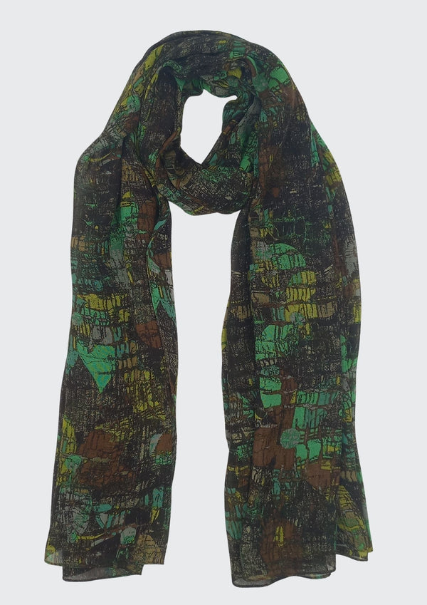 Colorful Daisy Print Scarf (SE-2921_Lime)